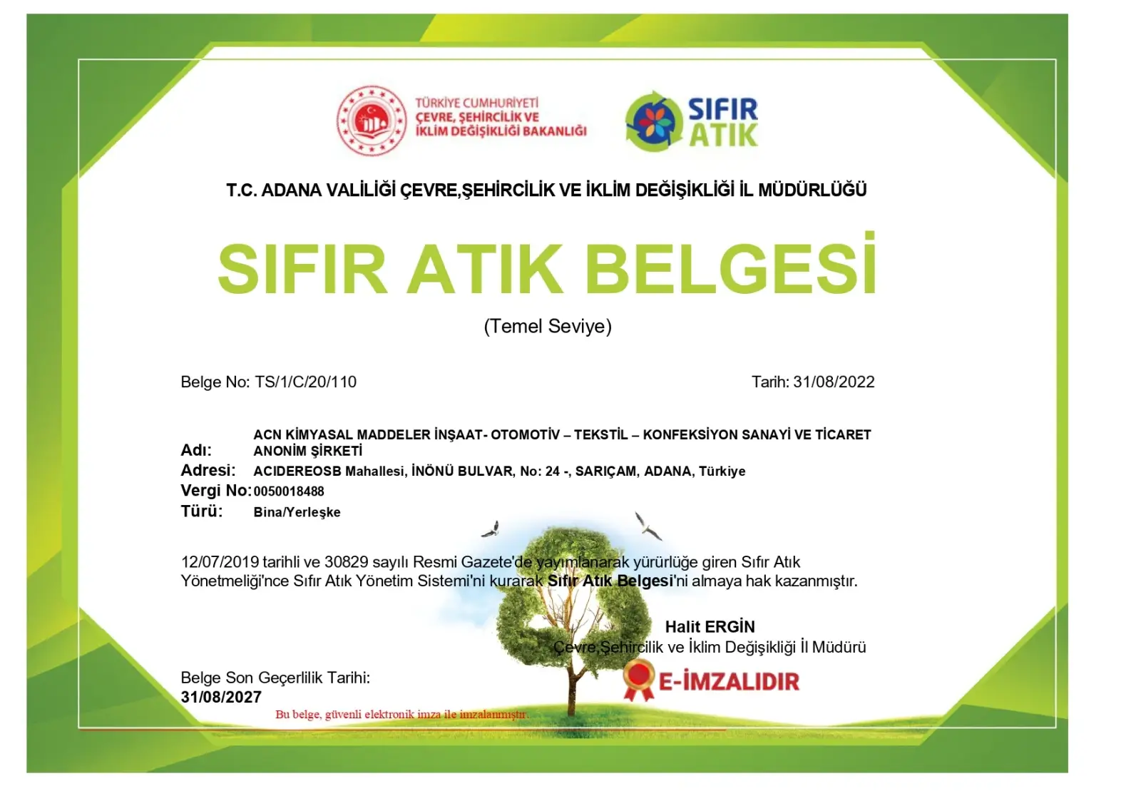 ISO 9001 Kalite Yönetim Sistemi Sertifikası
