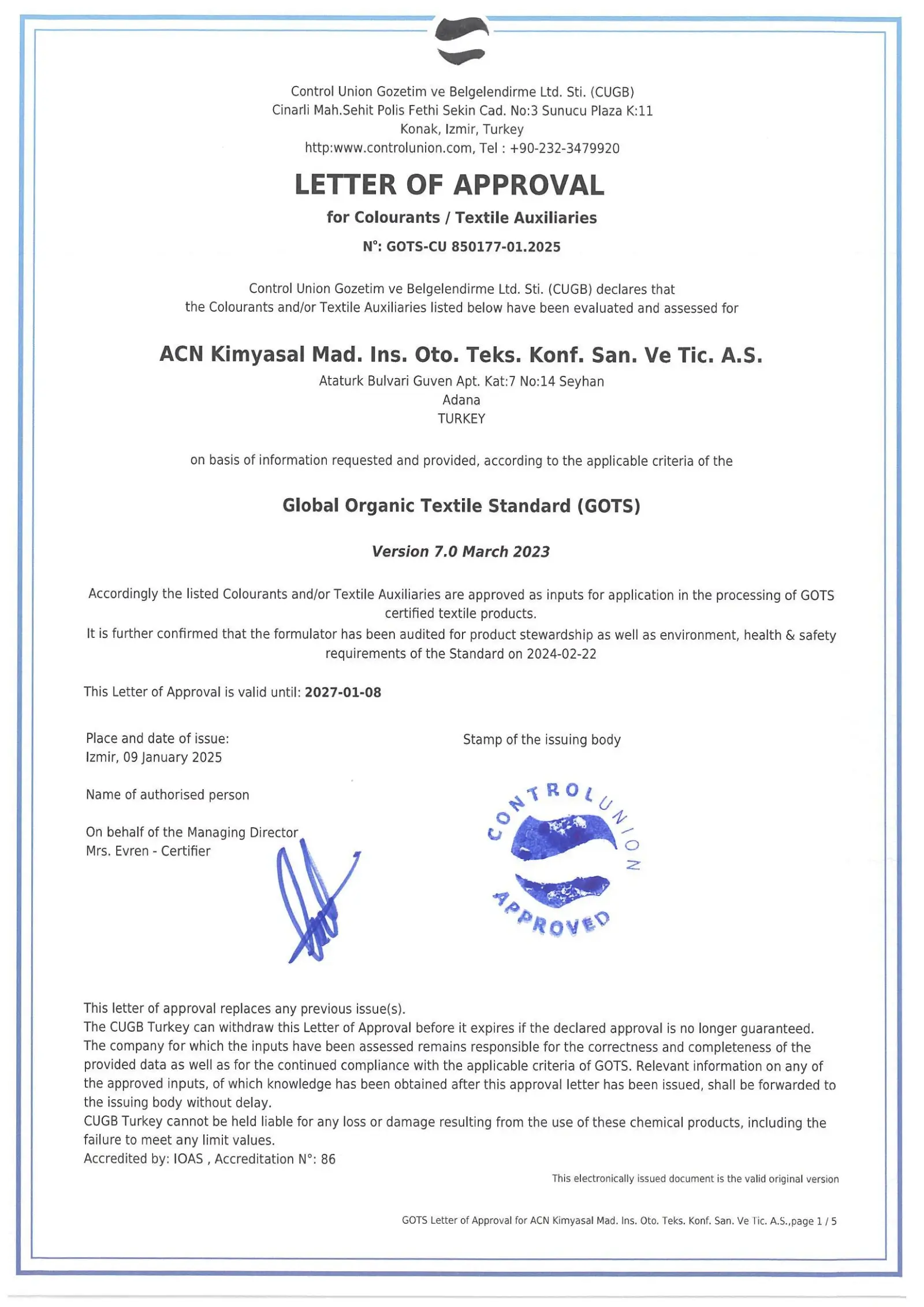 ISO 9001 Kalite Yönetim Sistemi Sertifikası